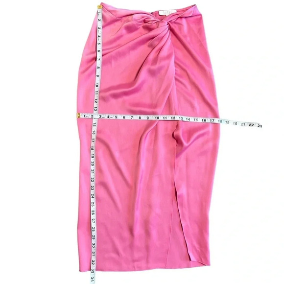 Wayf Inez Satin Midi Skirt In Bubblegum Pink Size XS - Picture 6 of 7